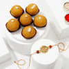 Exquisite Lord Ganesha Rakhi And Besan Laddoos Combo Online