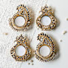 Gift Exquisite Mirror Embellished Kalash And Mayur Pankhi Diyas - Set Of 4