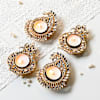 Buy Exquisite Mirror Embellished Kalash And Mayur Pankhi Diyas - Set Of 4