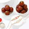 Exquisite Pearlwork Rakhis And Gulab Jamun Combo Online