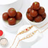 Exquisite Pearlwork Rakhis And Gulab Jamun Combo Online