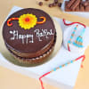 Family Rakhi Set Of 3 With Chocolate Truffle Cake (Half kg) Online