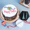 Family Rakhi Set Of 4 With Black Forest Cake (Half kg) Online