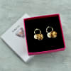 Shop Fancy Golden Ring and Animal Print Pom Pom Earring