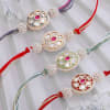 Gift Fancy Pearl And Kundan Rakhi Set Of 4