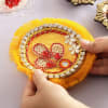 Gift Fancy Stone Studded Yellow Bhaidooj Tikka Thali