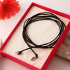 Buy Fashionable Neckpiece of Leather Strings with Metal Leaf Drops
