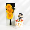 Father's Day Shirted Blossom Arrangement With Frutiicious Cake Online