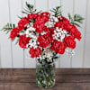 Festive Fusion Red Carnations Christmas Arrangement Online