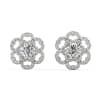 Gift Floral Diamond Jacket Silver Earrings