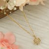 Gift Floral Heart Rotating CZ Pendant - Yellow Gold