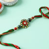 Gift Floral Meena Rakhi With Personalized Satin Cushion