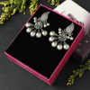 Buy Floral Motif Silver Oxidized Matte Finish Earrings