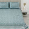 Floral Vine Print Cotton Bedsheet Set With Pillow Covers - Blue Online