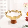 Gift Flower Shaped Ceramic Bowl With Wooden Stand