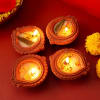 Gift Flower Shaped Clay Diyas - Set Of 8