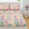 Buy Flower Stalk Print Cotton Satin Double Bedsheet