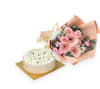 Flowers with Lindt White Chocolate Strawberry Frozen Cake Online