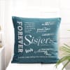Gift Forever Sisters Personalized Velvet Pocket Cushion - Blue