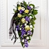 Funeral Bouquet with Blue Flowers and Ribbon Online