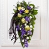 Funeral Bouquet with Blue Flowers and Ribbon Online