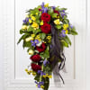 Funeral Bouquet with Colorful flowers and Ribbon Online