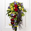 Funeral Bouquet with Colorful flowers and Ribbon Online
