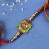 Gift Ganesha Rakhi with Meena Work & Golden beads
