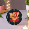 Gift Ganesha Wooden Table Clock With Metal Lantern