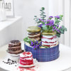 Gift Hamper with Flowers and Cake Jars Online