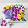Buy Gift Hamper With Mixed Flowers & Scented Candles