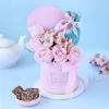 Gift Hamper with Pink Roses and Almond Treats Online