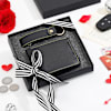 Glamorous Vegan Leather Wallet And Keychain Combo - Black Online