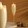 Buy Glass Champagne Flutes With Midnight Rose Aroma Candle (Set of 2)