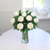 Gift Glass Vase Arrangement of 10 White Roses