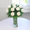 Glass Vase Arrangement of 10 White Roses Online