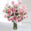 Gift Glass Vase of 13 Pink Roses & 3 Lilies