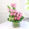 Gift Glass Vase of 15 Pink Roses