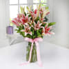 Gift Glass Vase of 6 Pink Lilies