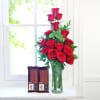Glass Vase with 15 Red Roses & Bars of Cadbury Temptation Online