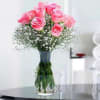 Glorious 12 Pink Roses in a Vase Online