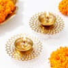 Glowing Floral Metal Diya - Set Of 2 Online