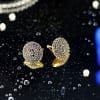 Buy Gold Finish CZ Stone Round Stud Earrings