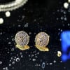 Gold Finish CZ Stone Round Stud Earrings Online
