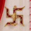 Gold Finish Swastika with Diya Wall Decor 7 Inch. Online