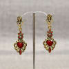 Gift Gold Oxidised Heart Shaped Red Stone Earrings for Women