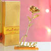 Gold Plated Artificial Rose with Love Stand Online