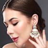 Gold Plated Kundan And Meenakari Chandbali Earring - White Online