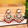 Gift Gold-plated Kundan And Meenakari Chandbali Earrings - Red