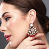 Gold-plated Kundan And Meenakari Chandbali Earrings - Red Online